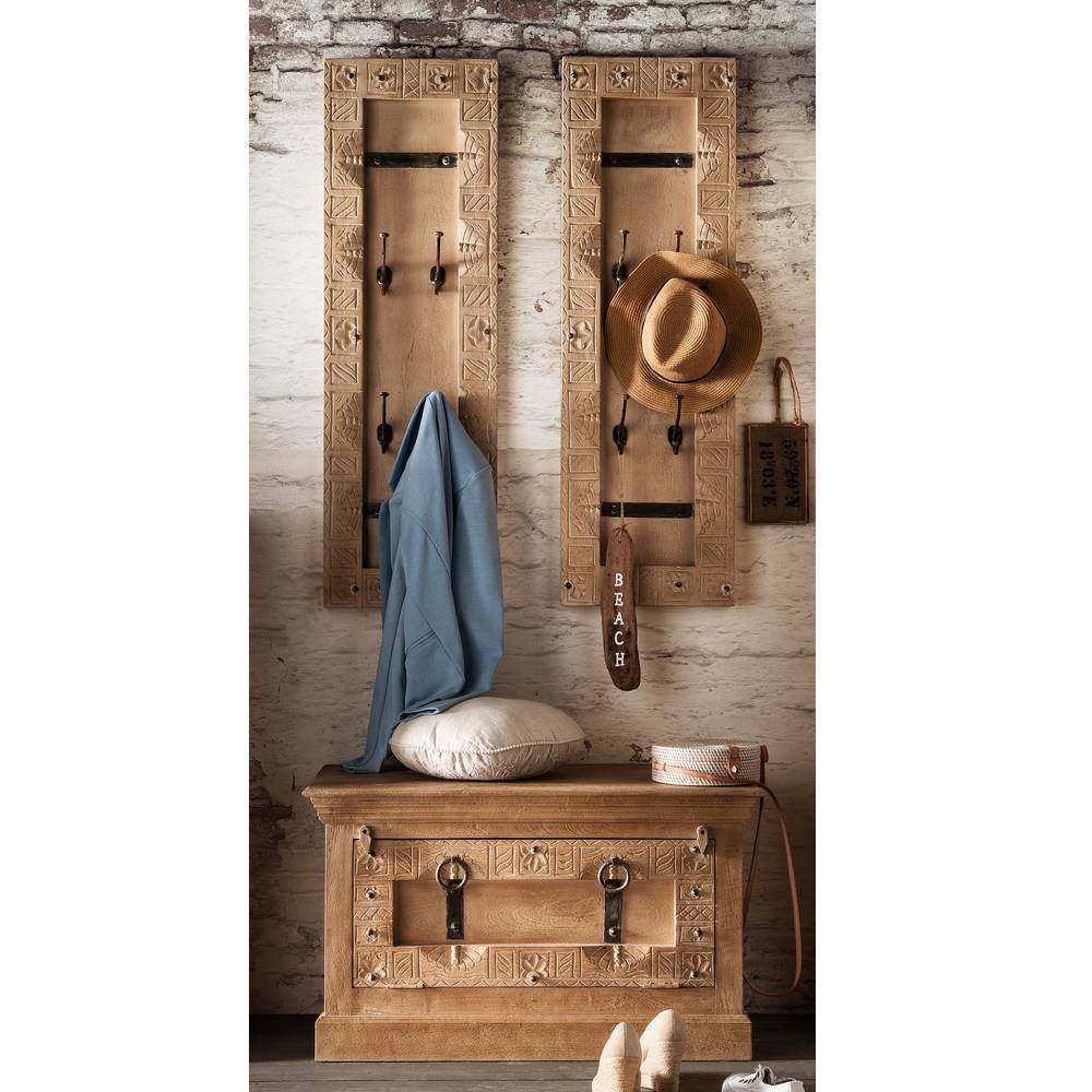 Garderoben Set Emilio in Holz Grey Wash im Shabby Chic Stil (dreiteilig)