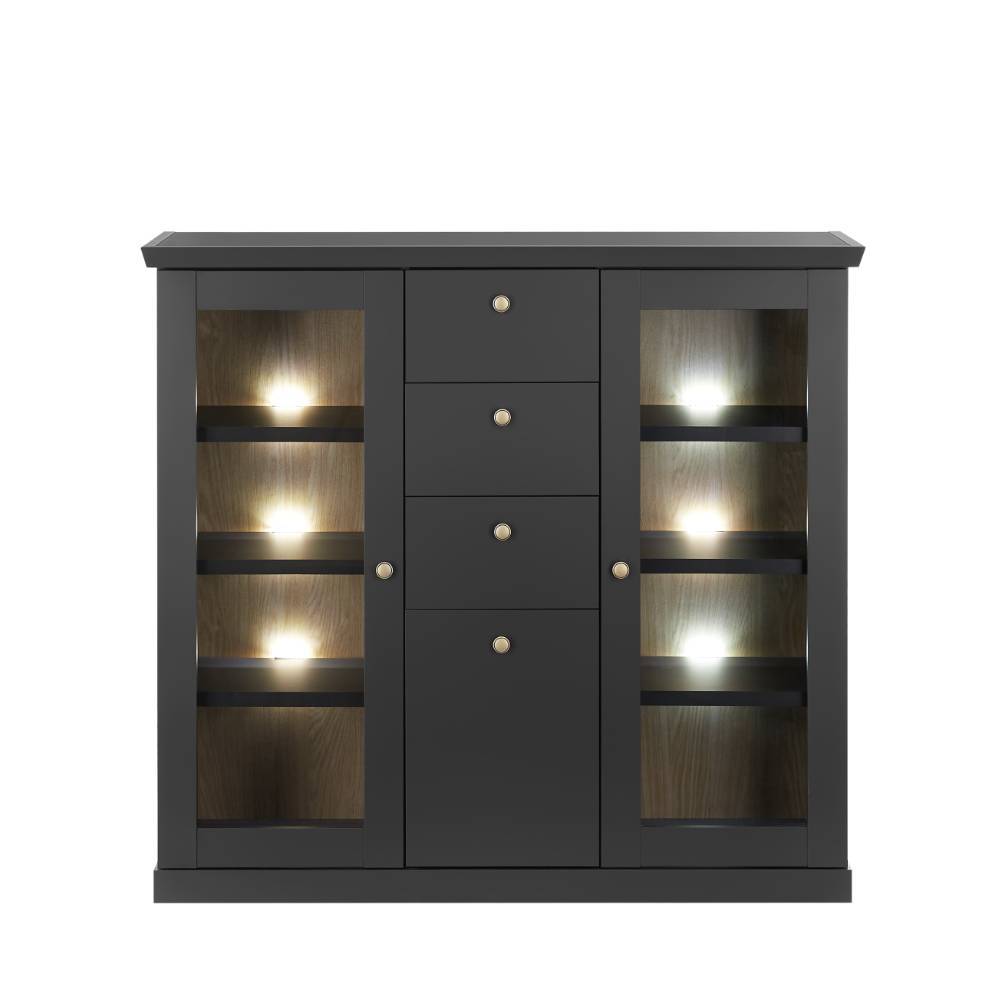 Highboard Enjta im Landhausstil in Schwarz matt