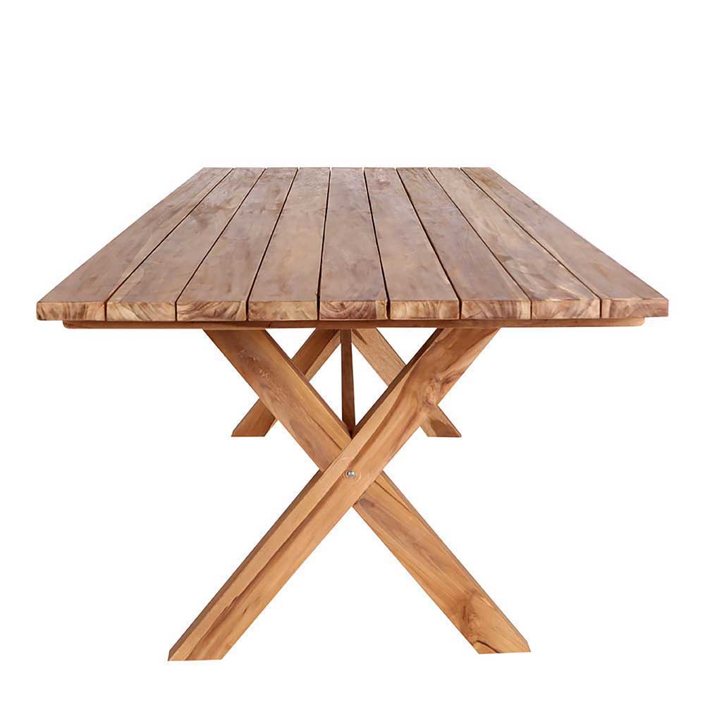 Moderne Sitzgruppe Fredira Kunstrattan Stühle Teakholz Tisch (siebenteilig)
