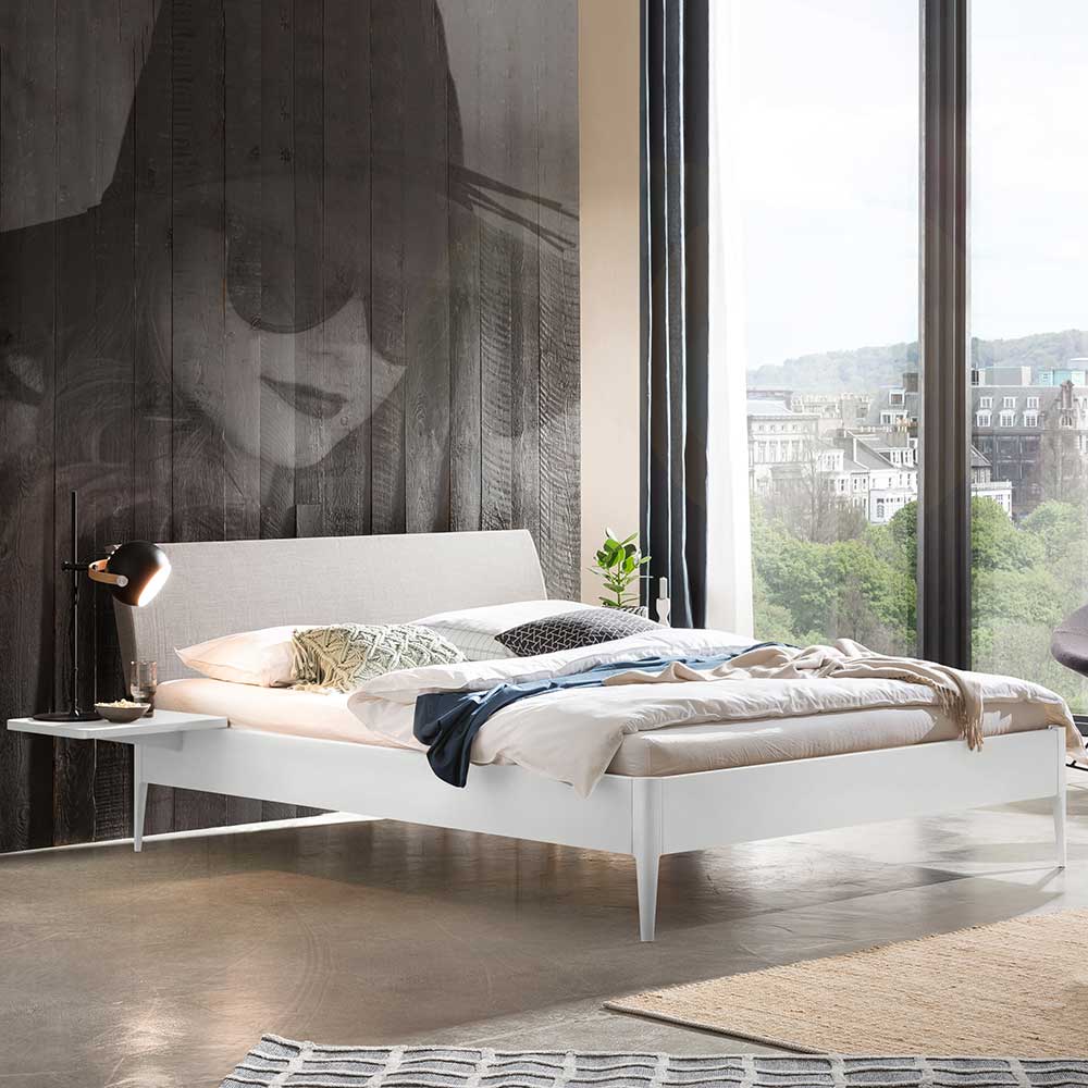 Weiß lackiertes Bett Lagon 38 cm Einstiegshöhe und Liegefläche 140x200 cm