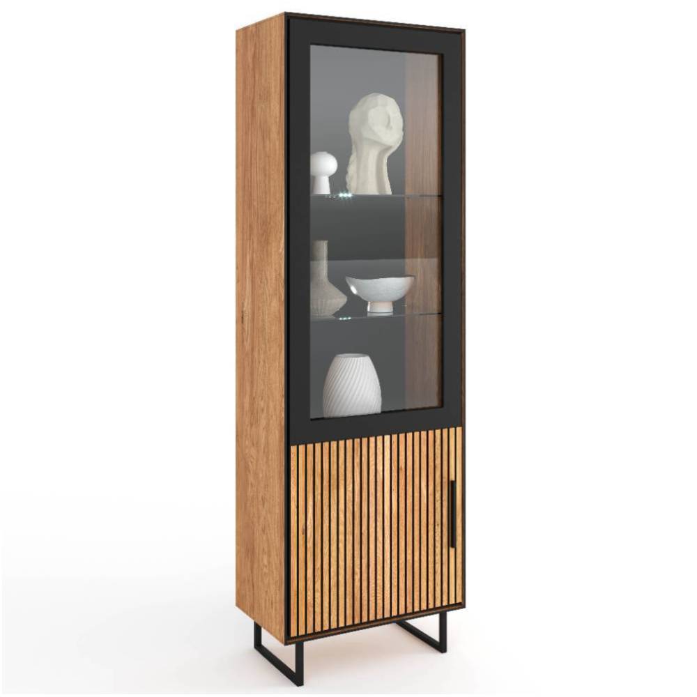 Stauraumvitrine Laviella 197 cm hoch mit Bügelgestell aus Metall