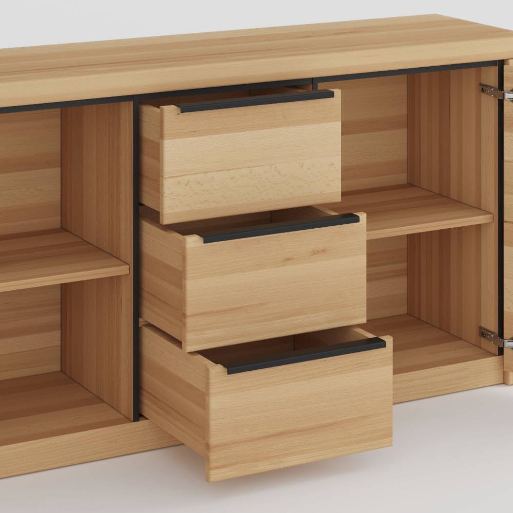 Sideboard Zella in Kernbuchefarben mit Drehtüren