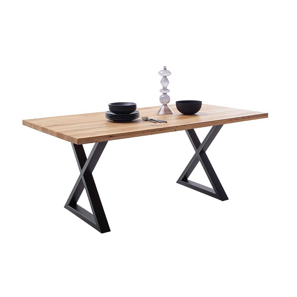 Esstisch Cerbrere mit X Gestell im Industry und Loft Stil