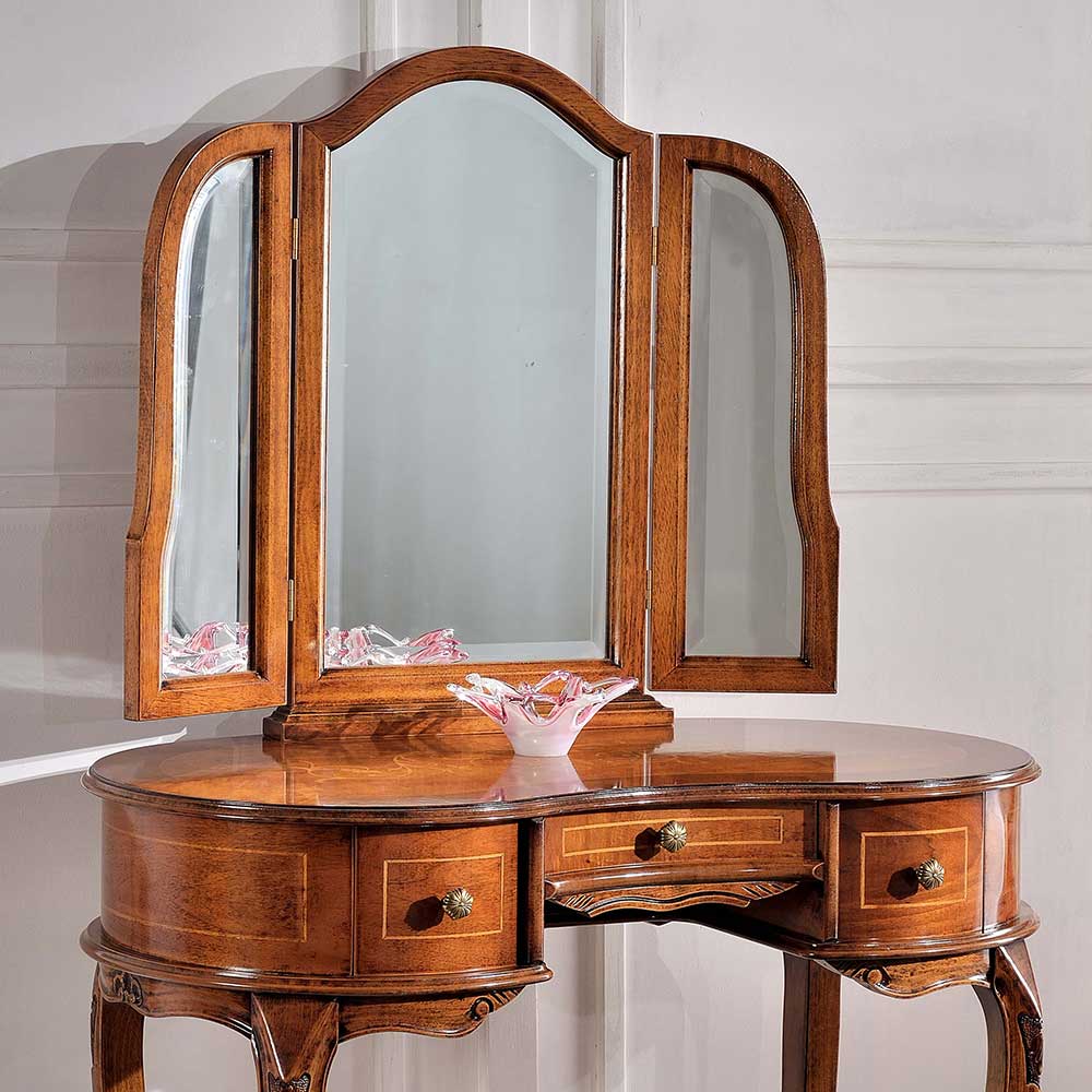 Schminktisch Casamarina im Barock Design in Nussbaumfarben