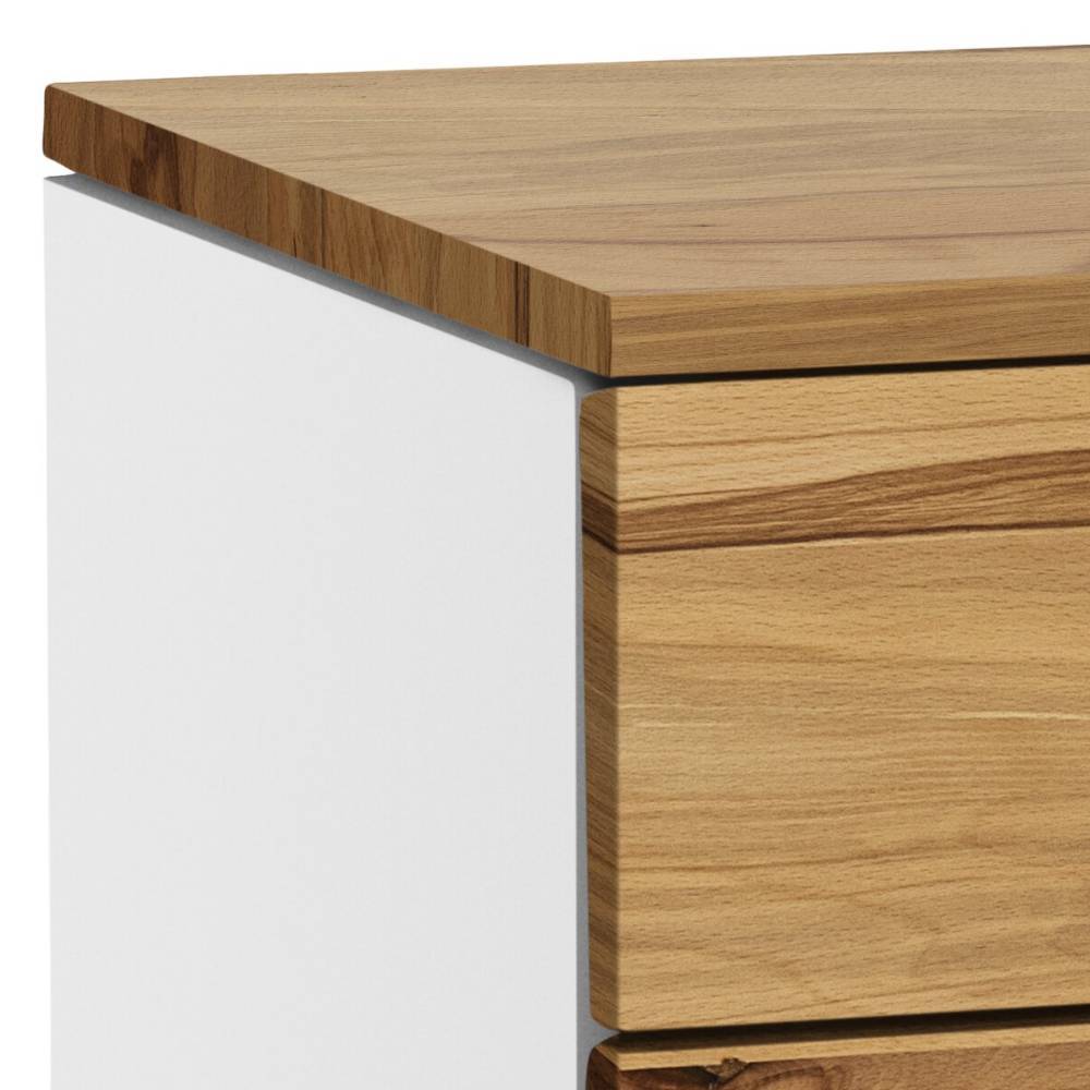 Schlafzimmer Kommode Salva in Wildbuchefarben und Weiß