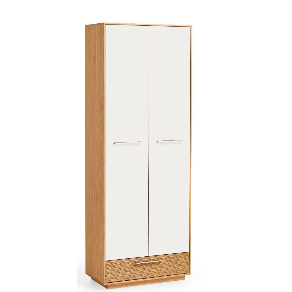 Garderobenschuhschrank Bedina in Eiche Bianco und Weiß
