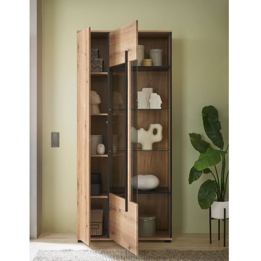Anbauwand Cemutra in modernem Design - Eichefarben (vierteilig)