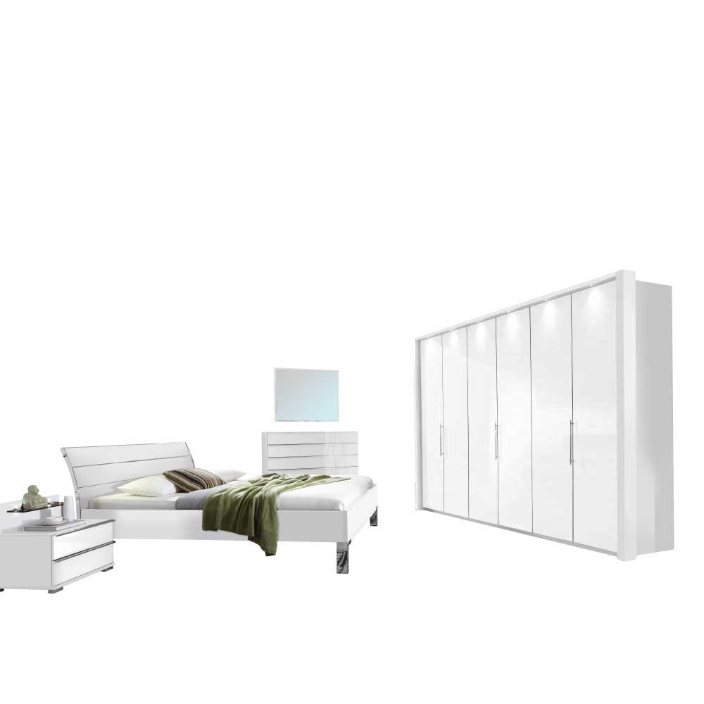 Schlafzimmermöbel Set Emiliano in Weiß komplett (sechsteilig)