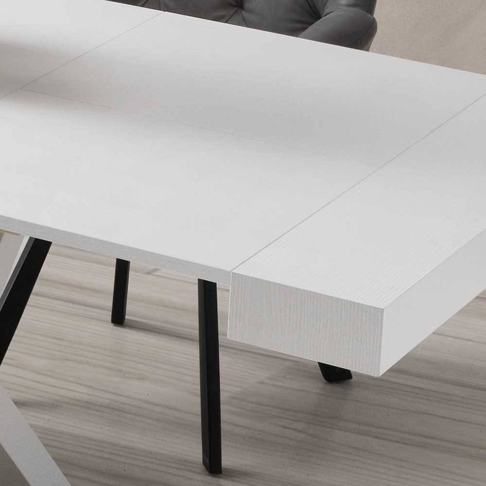 Weißer Esszimmer Tisch Gildas in modernem Design - verlängerbar