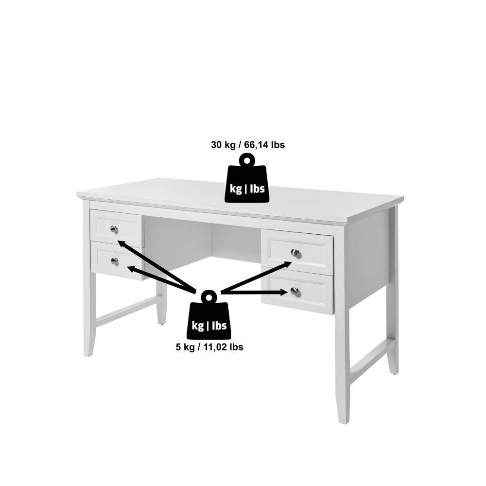 Büroschreibtisch Emyta mit vier Schubladen 132 cm breit