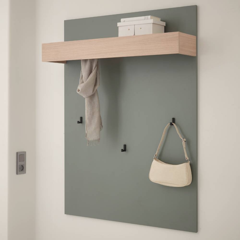 Komplett Garderobe Ulfava in Graugrün und Eichefarben (vierteilig)