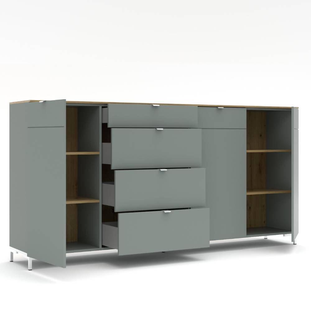 Esszimmersideboard Sua in Graugrün 220 cm breit