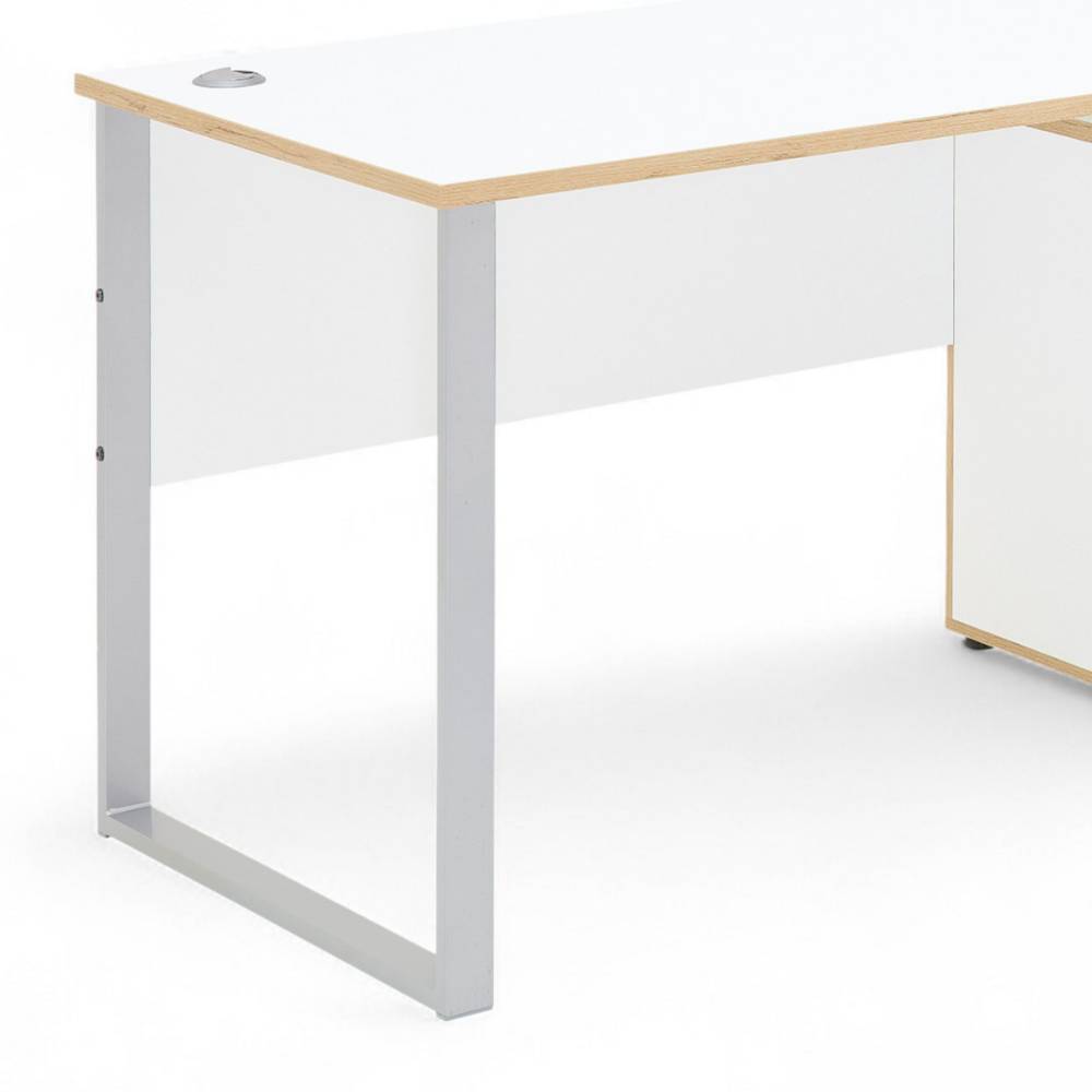 Computerschreibtisch Mariocavo mit drei Schubladen und Kabeldurchlass
