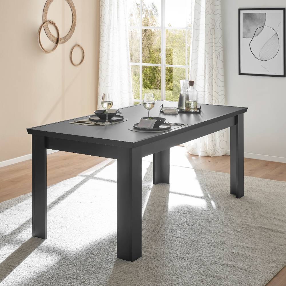 Esszimmer Tisch Enjta in Schwarz matt 180 cm breit