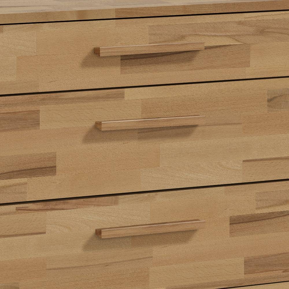 Schubladenkommode Bari in Kernbuchefarben & Anthrazit 135 cm breit