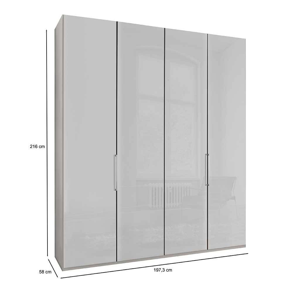 Falttürenkleiderschrank Kandu 200 cm breit mit Metallgriffen