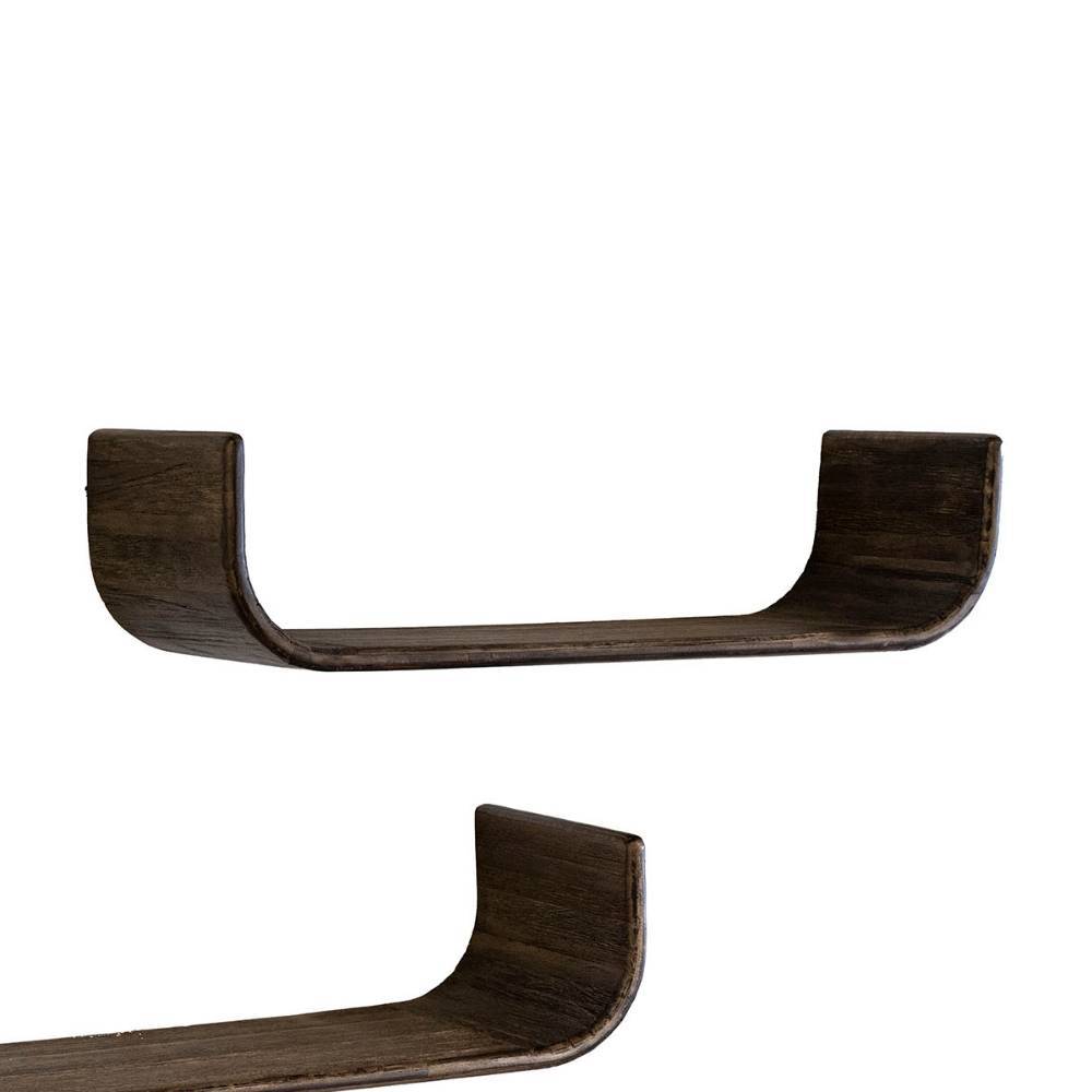 Wandregale Figureras in U-Form aus Teak Massivholz (dreiteilig)