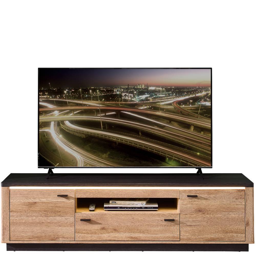 TV Lowboard Helias in Eichefarben mit LED Beleuchtung