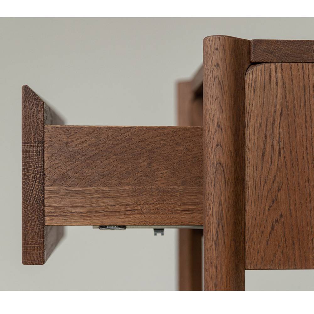 Blumensäule Sona aus Eiche Massivholz mit einer Schublade