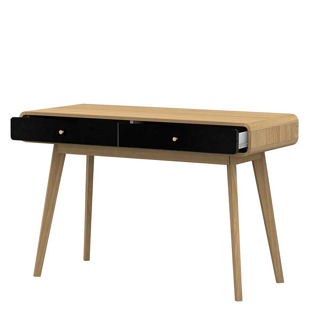 Jugendschreibtisch Charian im Skandi Design in Schwarz und Eichefarben