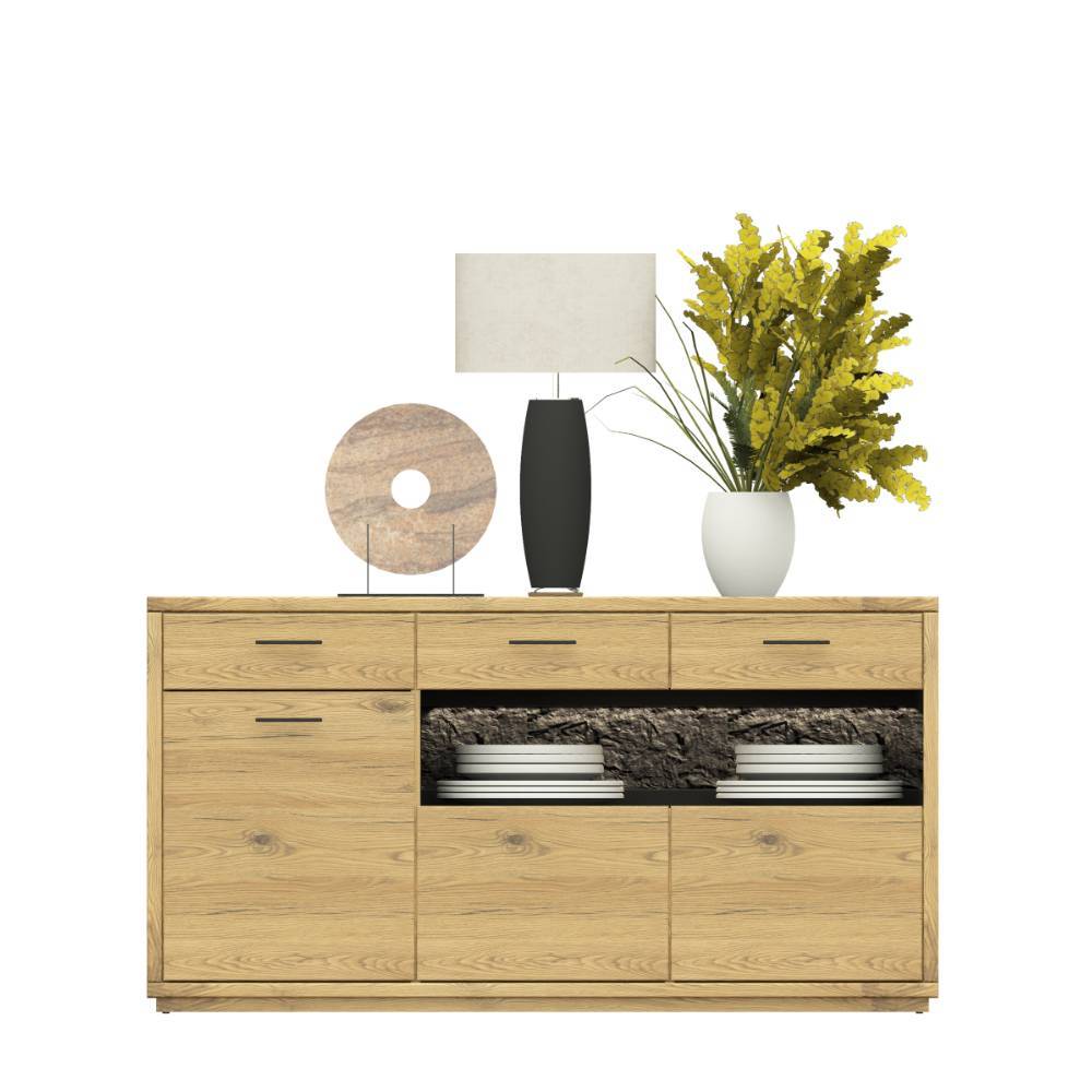Sideboard Ostoro aus Wildeiche Massivholz 166 cm breit