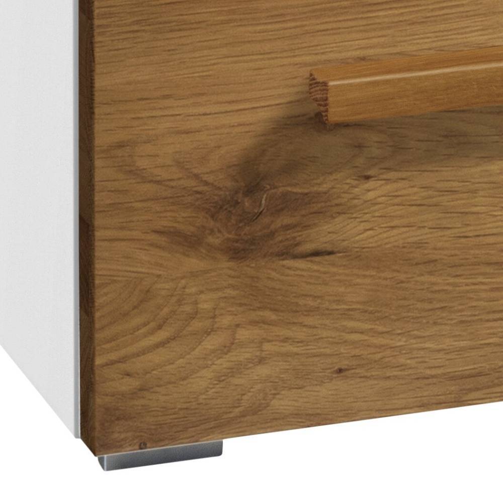 Esszimmersideboard Empre in Wildeichefarben & Weiß mit acht Schubladen