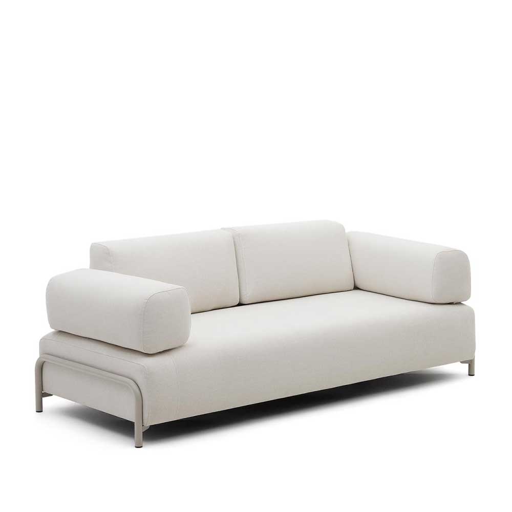 Beige Wohnzimmercouch Vivo aus Chenillegewebe mit Armlehnen