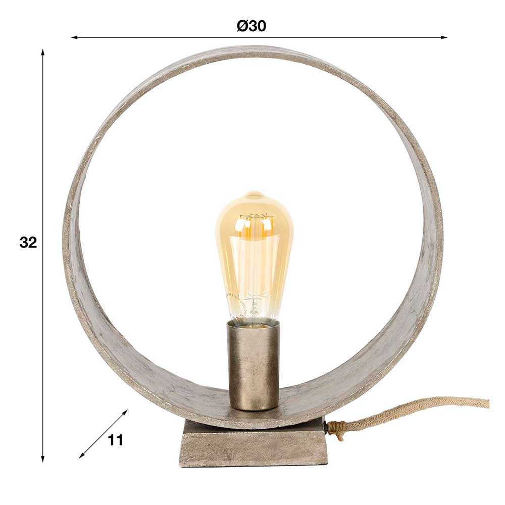 Industriedesign Tischlampe Cierry in Nickelfarben 30 cm breit
