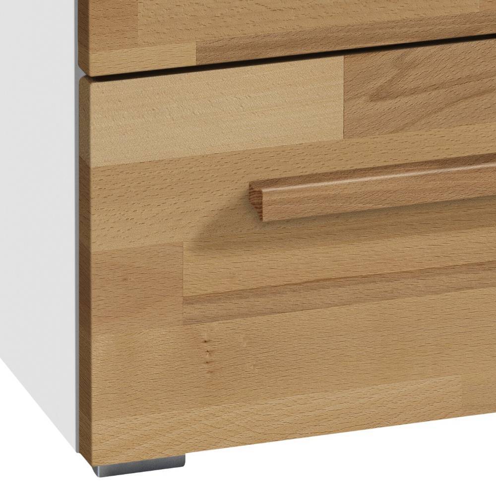 Wohnzimmerkommode Skandro in Kernbuchefarben und Weiß