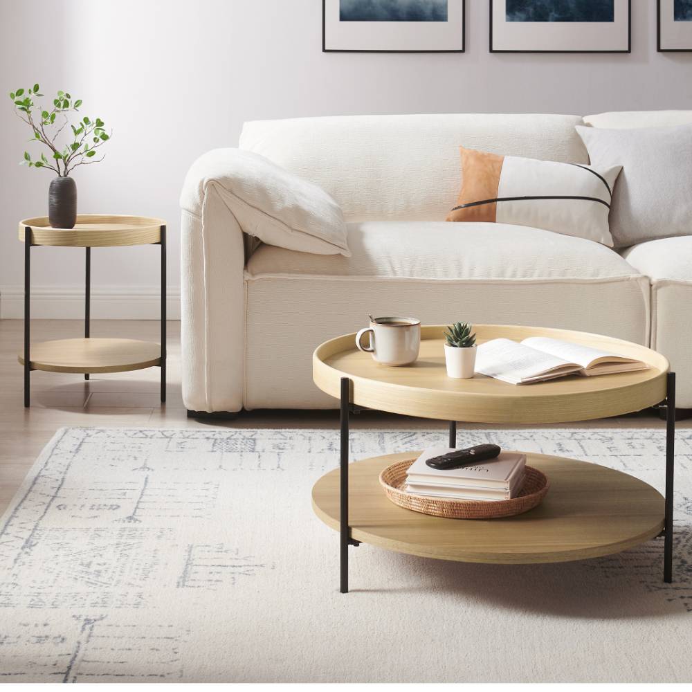 Zweisatztisch Snoudy in runder Form im Skandi Design (zweiteilig)