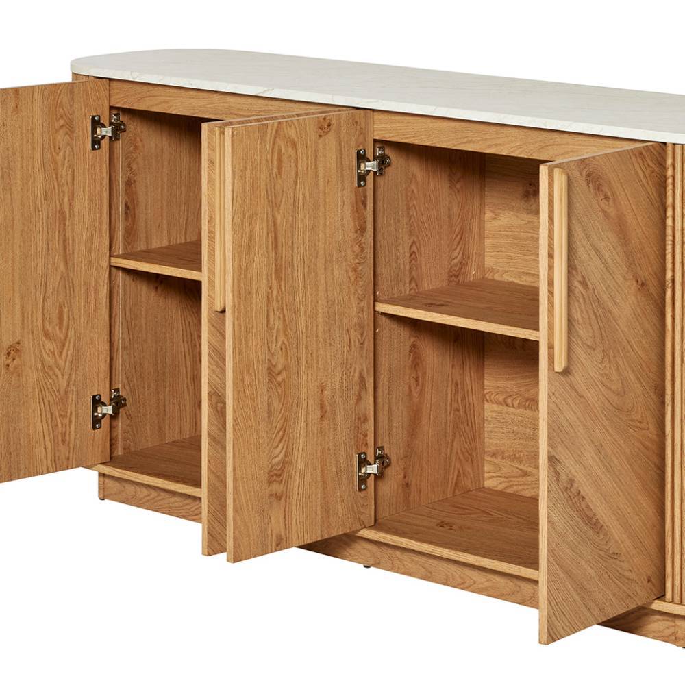 Sideboard Cornelys in Eichefarben mit Fischgrät Muster