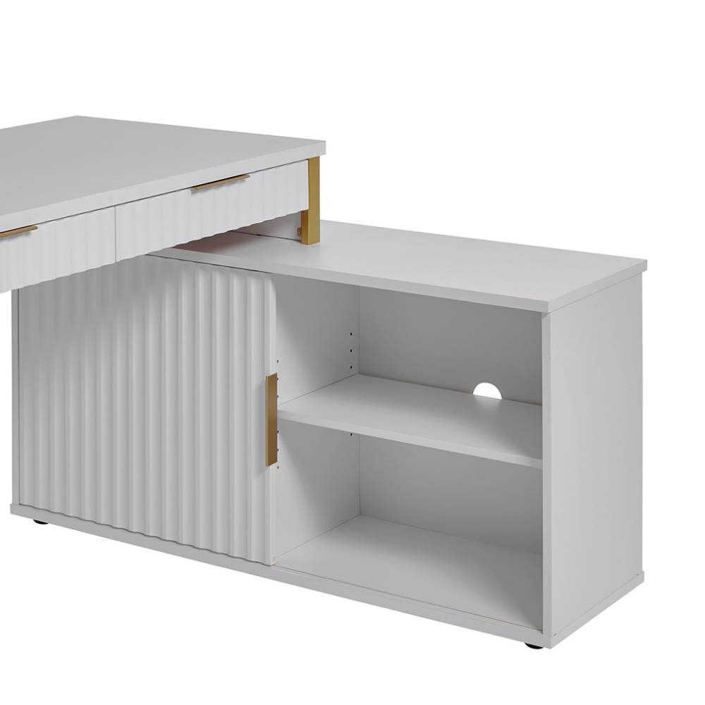 Designschreibtisch Bryan in Goldfarben und Weiß