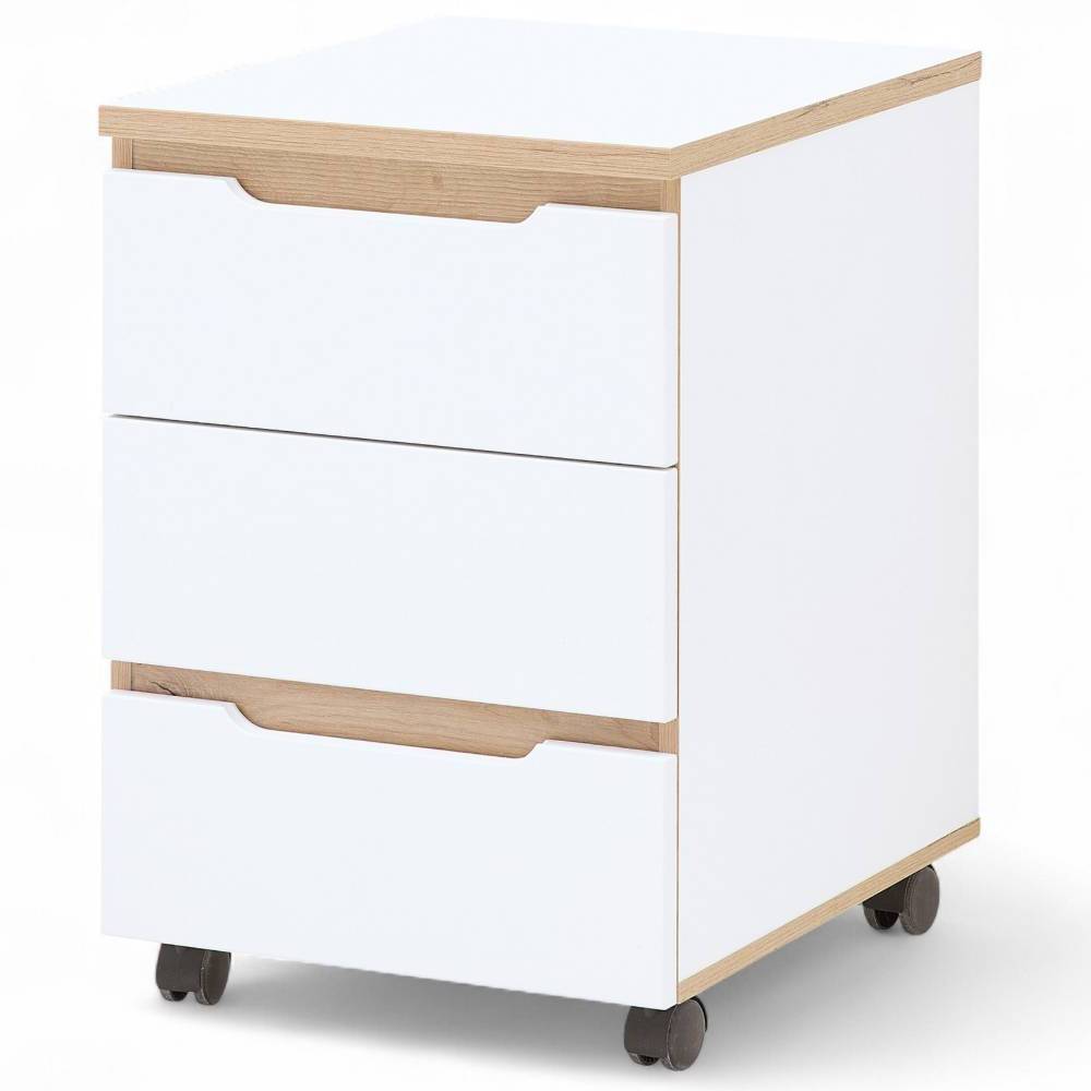 Bürorollcontainer Mariocavo in Weiß mit Griffmulden