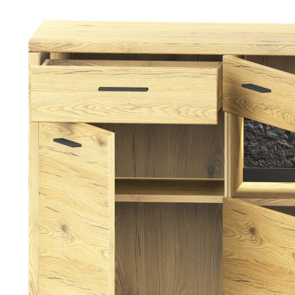 Sideboard Ostoro aus Wildeiche Massivholz 166 cm breit
