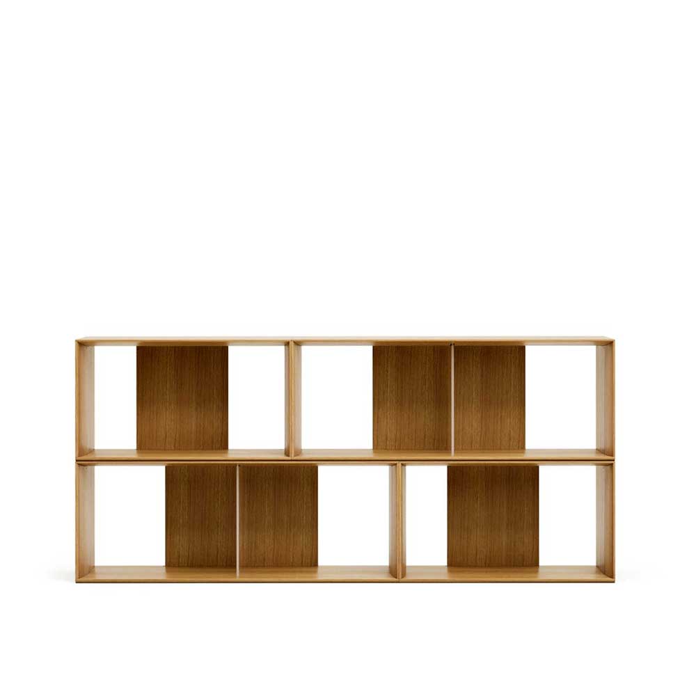 Wohnzimmerregal modular Kuta in Eichefarben furniert (vierteilig)