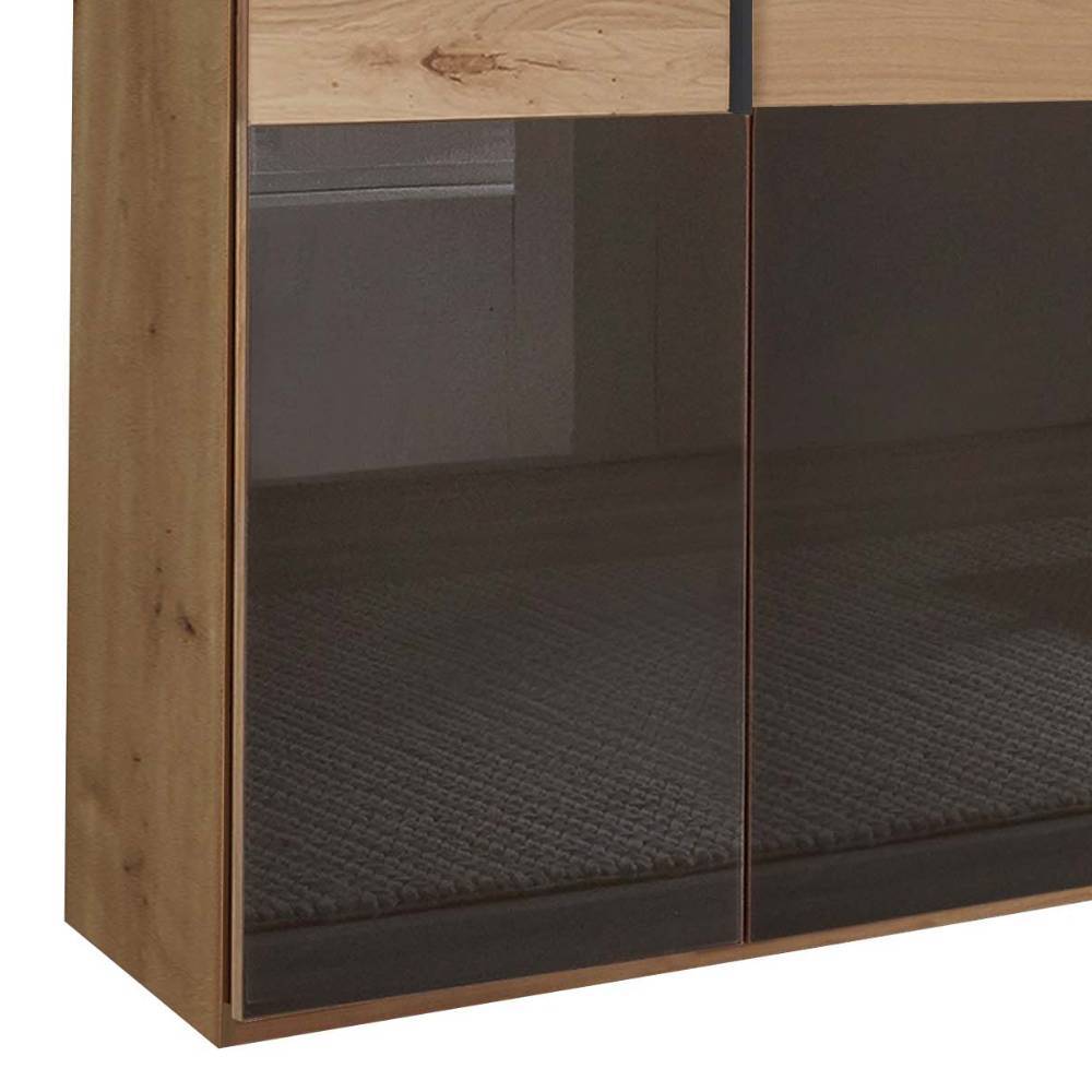 Schlafzimmerschrank modern Merkur in Eiche Bianco und Dunkelbraun
