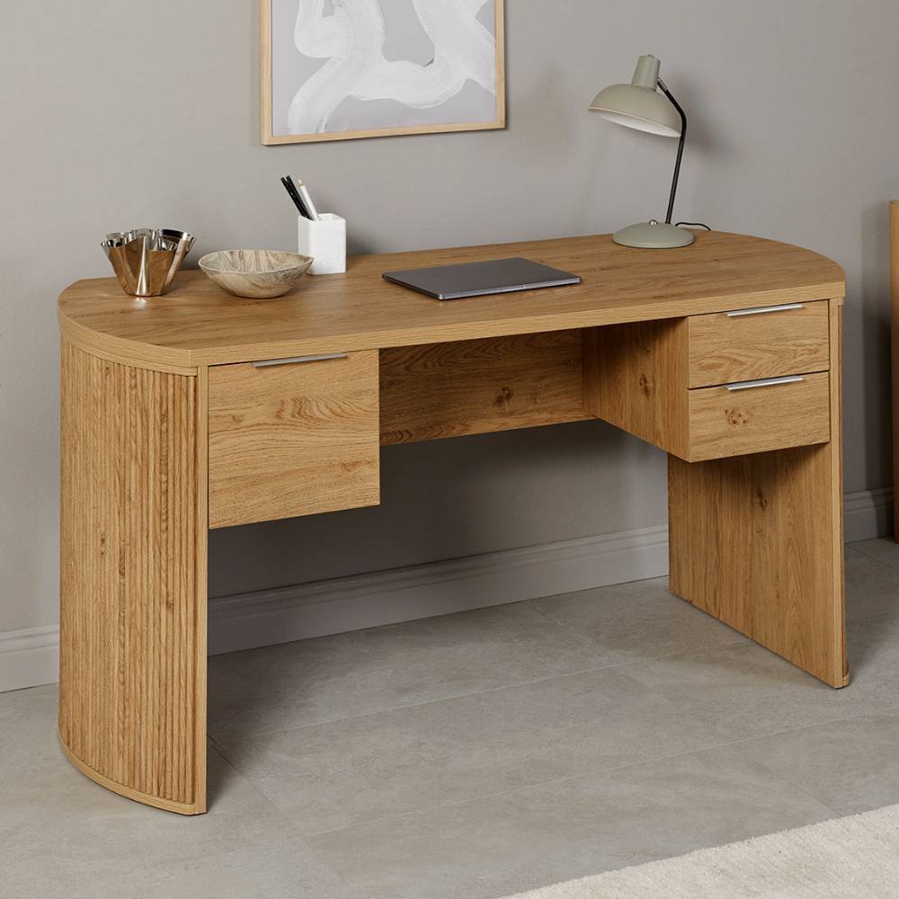Designschreibtisch Baldaniel in Eichefarben 148 cm breit