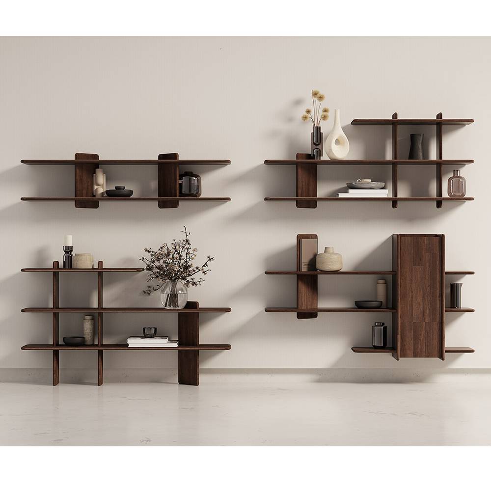 Eiche Massivholz Wandregal Guaran in Eiche Tabacco im Skandi Design