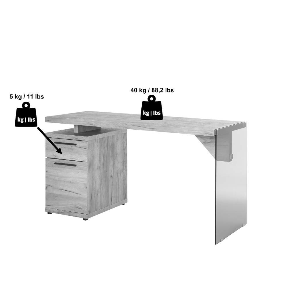 Designschreibtisch Radius in Walnussfarben 142 cm breit