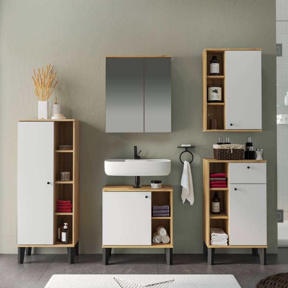 Badmöbel-Set Zyret 190 cm hoch melaminbeschichtet (fünfteilig)