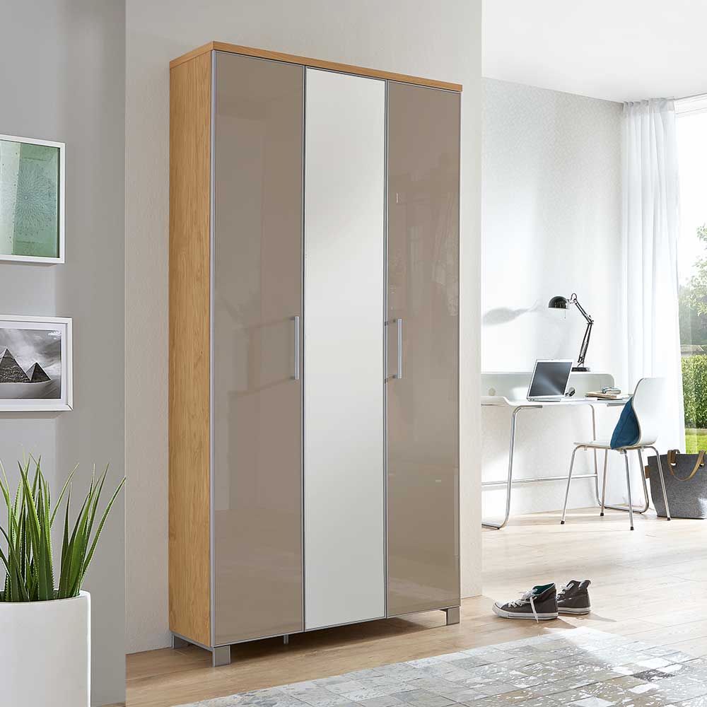 Garderobenschrank Pattinos in Taupe Eiche Bianco furniert