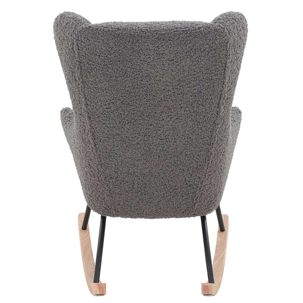 Plüsch Schaukelstuhl Jilamenda im Skandi Design in Grau
