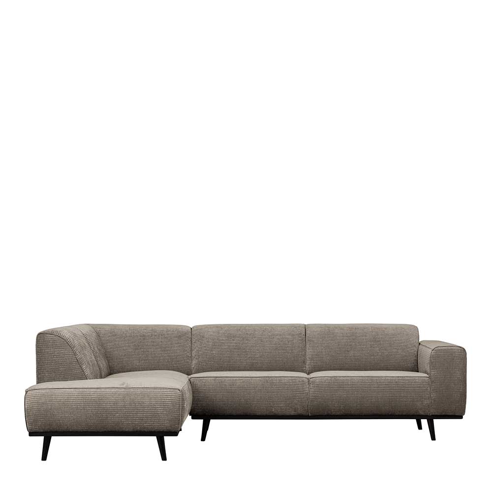 Premium Ecksofa Enda in Graubraun & Schwarz mit Strukturstoff Bezug