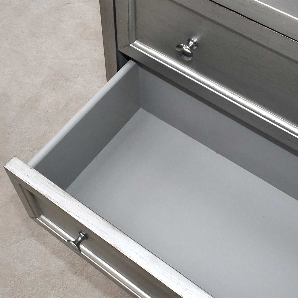 Design Konsole Jastrid in Silberfarben und Schwarz 4 Schubladen