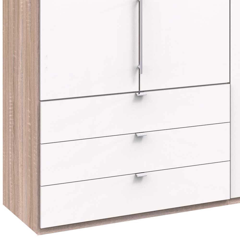 Moderner Schlafzimmerkleiderschrank Lolyana mit Falttüren und sechs Schubladen