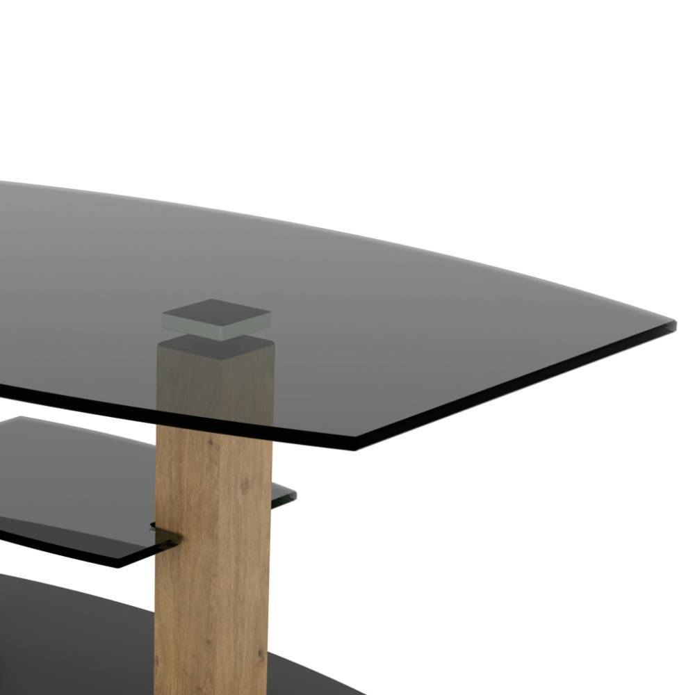 Sofatisch Jenva aus Rauchglas in Bootsform