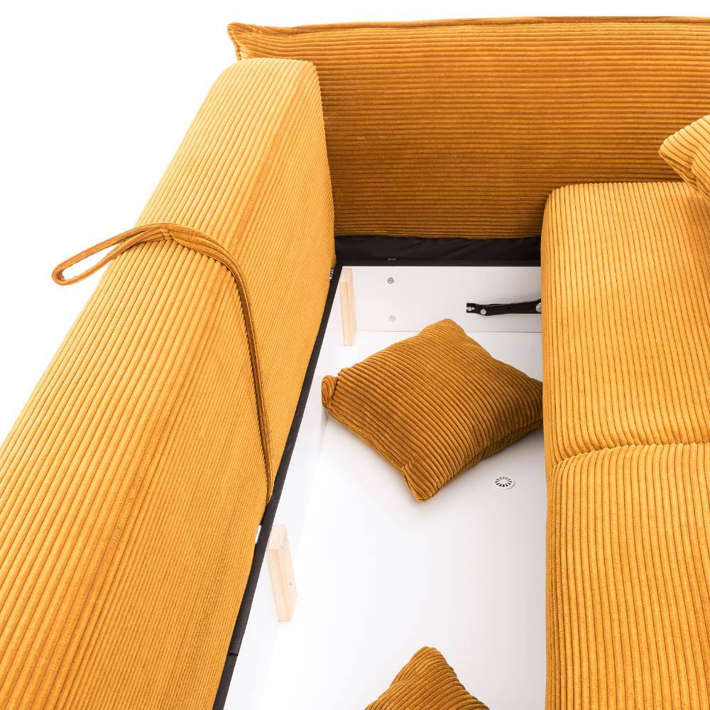 Dreisitzer Sofa Vulin aus Cord in Goldfarben