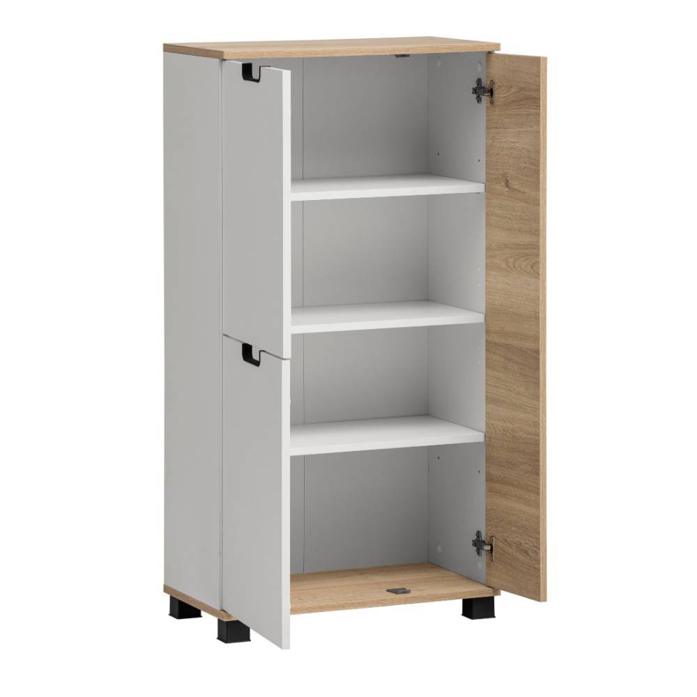 Badmidischrank Desancto in Weiß matt und Weißeiche Nachbildung