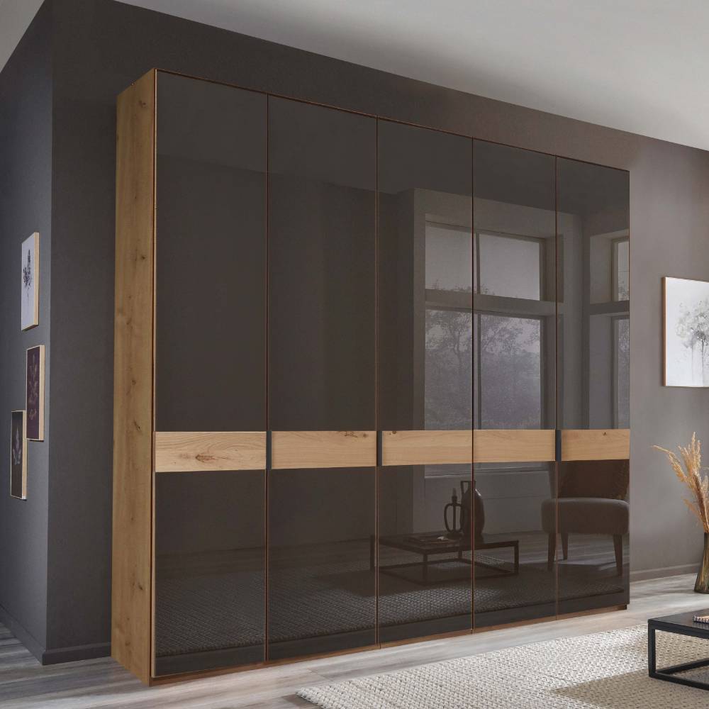 Drehtürschrank Merkur in modernem Design mit drei festen Kleiderstangen
