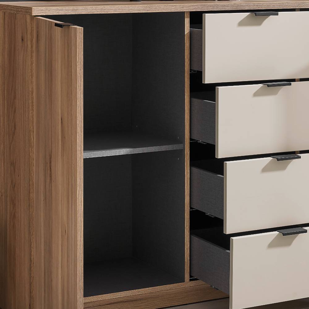 Sideboard Mero in Wildeichefarben mit vier Schubladen